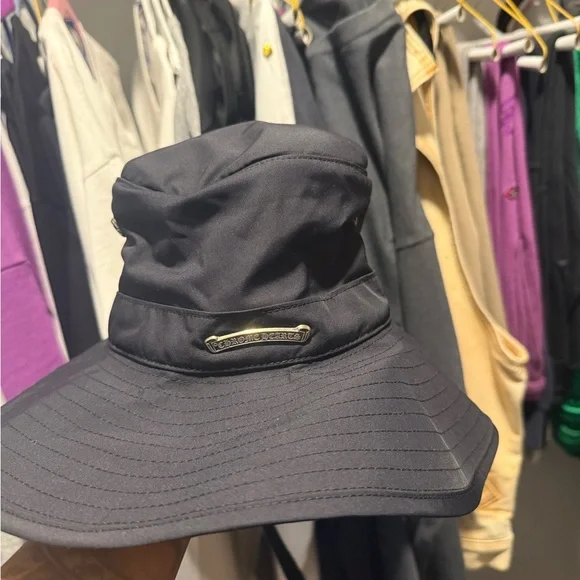 Chrome Hearts Dark Blue Bucket Hat with Yellow Cross